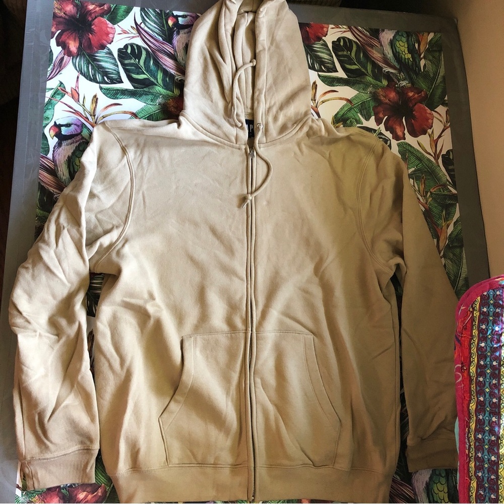 GAP Beige Hoodie with Navy Logo Tag